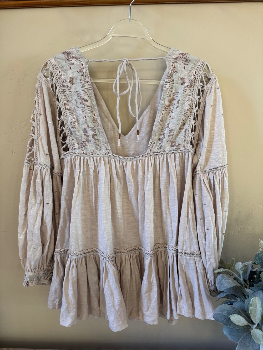 Free People Cream Embroidered Peasant Tunic - Picture 8 of 10